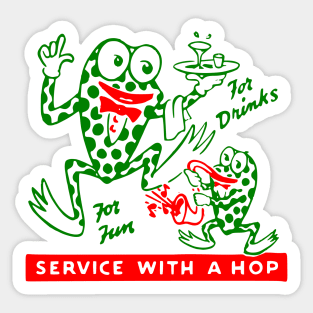 Vintage Matchbook Service With A Hop Funny Cartoon Frog Vintage Cocktail Lounge Matchbook Retro Fifties Restaurant Americana Sticker